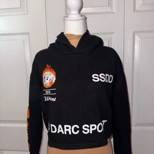 Darc Sport X SSDD Wolves Womens Black Crop Sweatshirt Hoodie‎ Size Medium NWOT